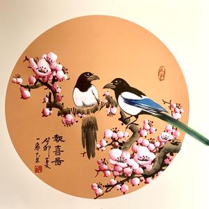 国画写意梅花喜鹊教学头像