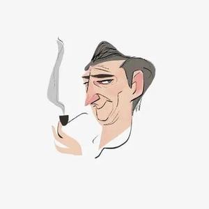 拄杖老人看自然头像